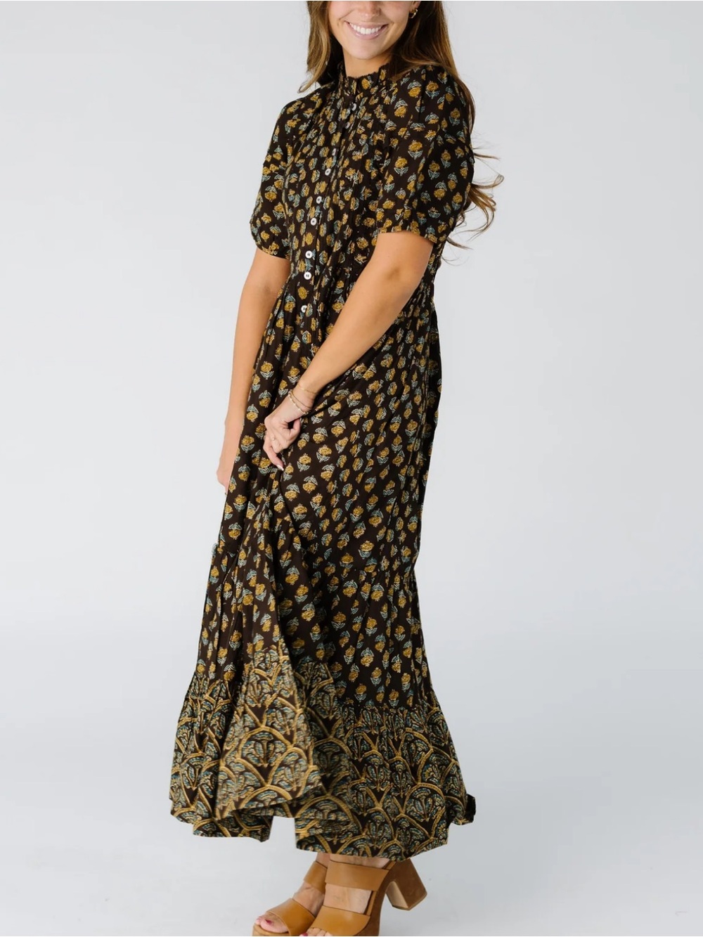 Citrus Flower Fields Mixed Print Dress - Picture 2 of 9